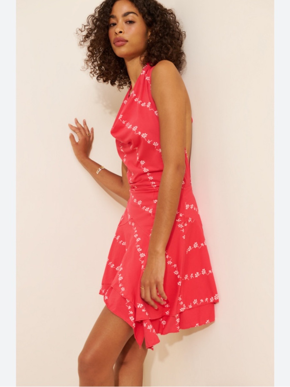 Free People Coral-Pink Printed Mini Dress